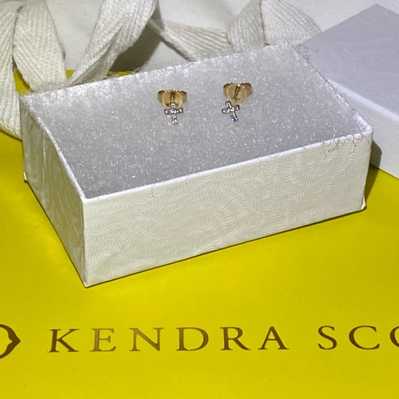 Kendra Scott 14k Diamond Small Cross Earrings - Picture 9 of 11